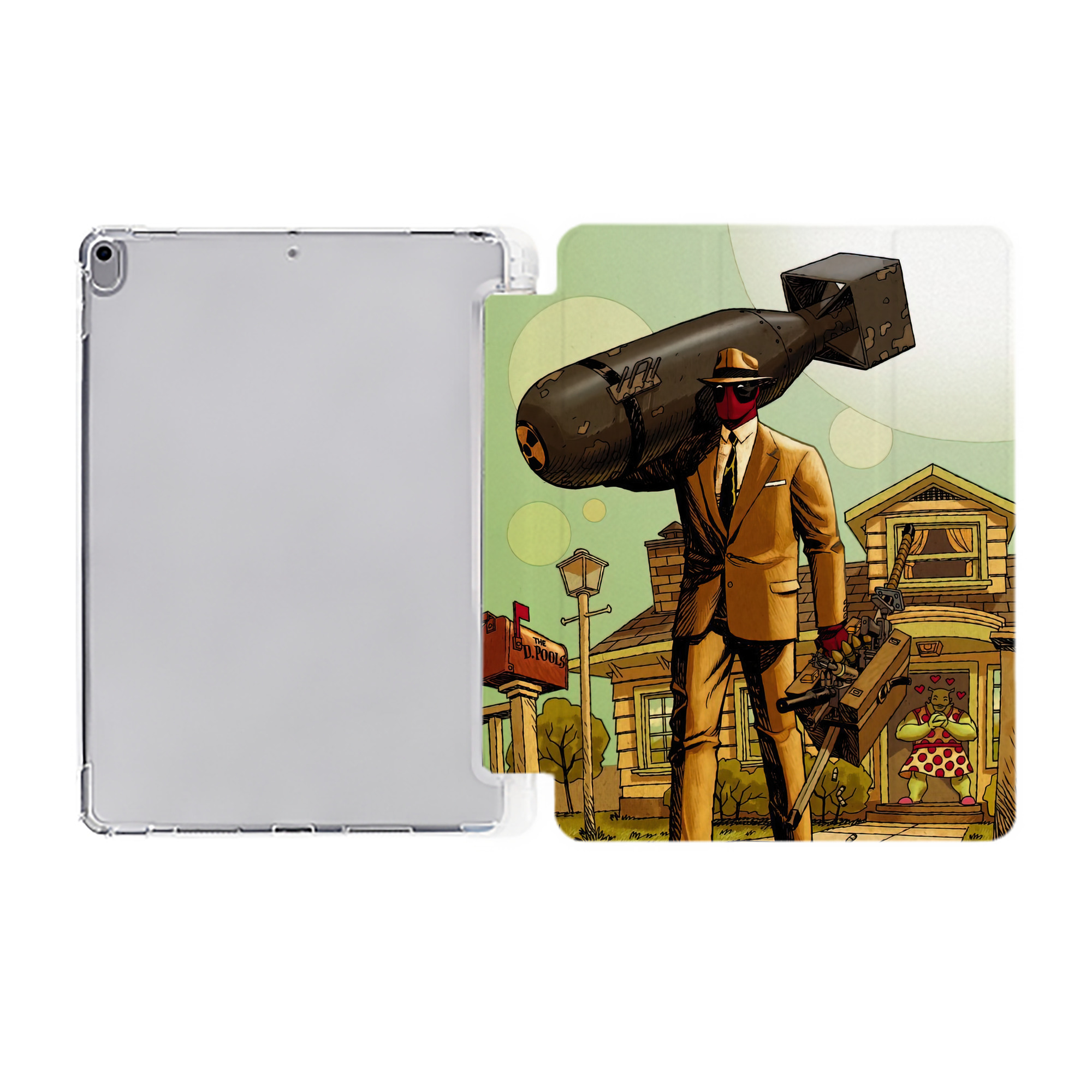 （画像用） Deadpool デッドプール IPad ケース ペン収納付き 三つ折りスタンド PUレザー×シリコン 対応機種9.5/10.5/10.9インチ
